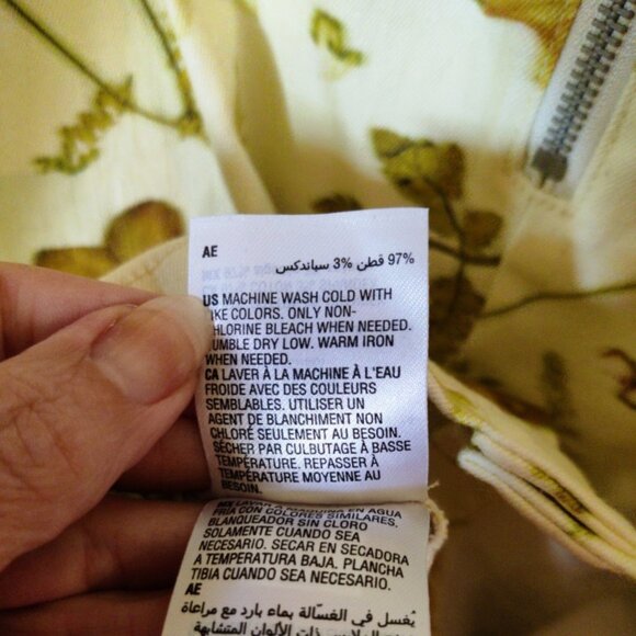 INC International Concepts Denim Column Dress w/Pockets Pale Yellow Floral Sz 14 - Picture 5 of 12